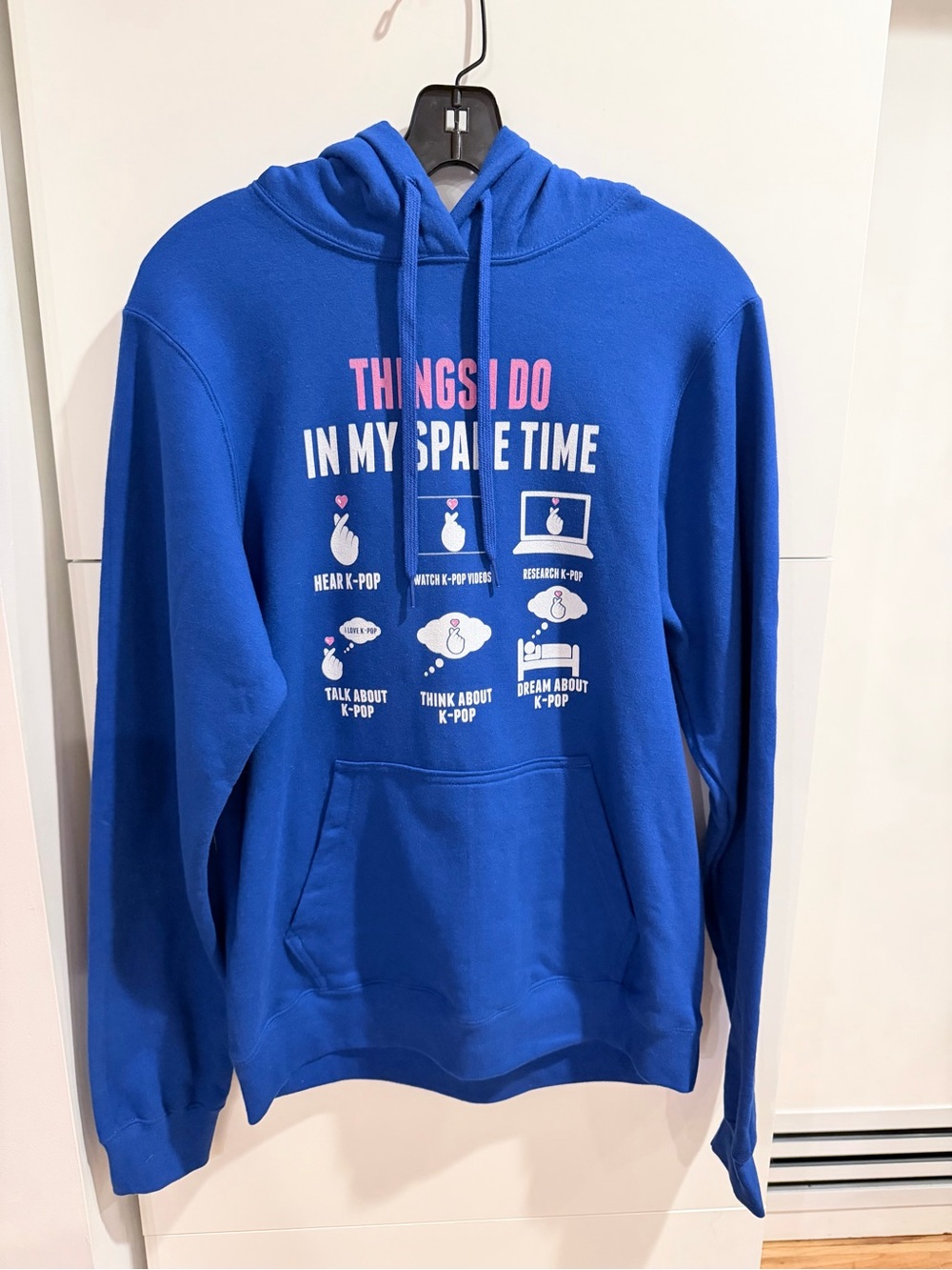 Port & Company K-Pop Graphic Blue Pullover Hoodie Size Small NWOT